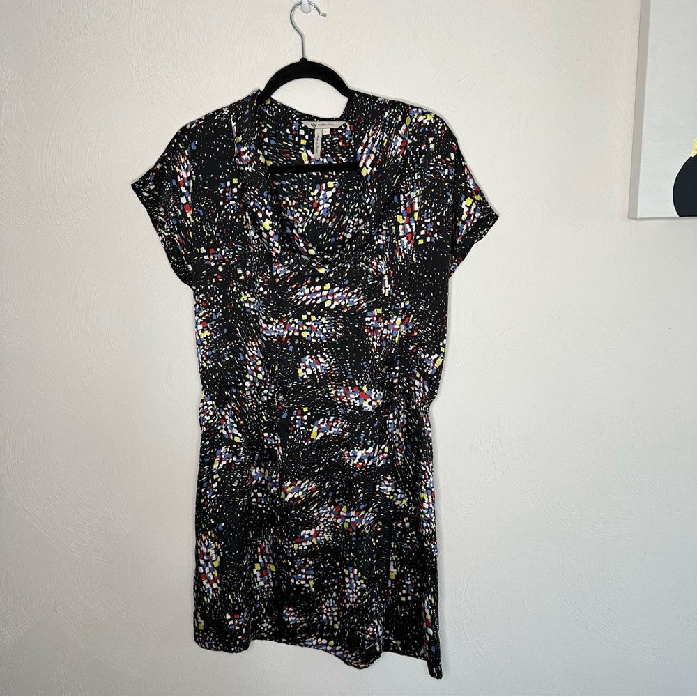 BCBGeneration cowl neck sleeveless mini dress abstract graphic block pattern